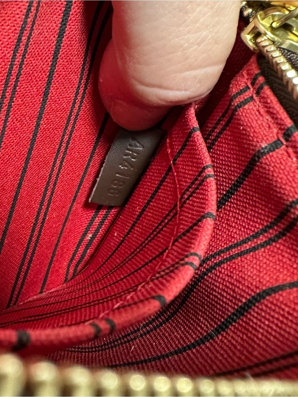 Louis Vuitton Damier Ebene Canvas & Leather Wristlet with Red Interior - Picture 12 of 14